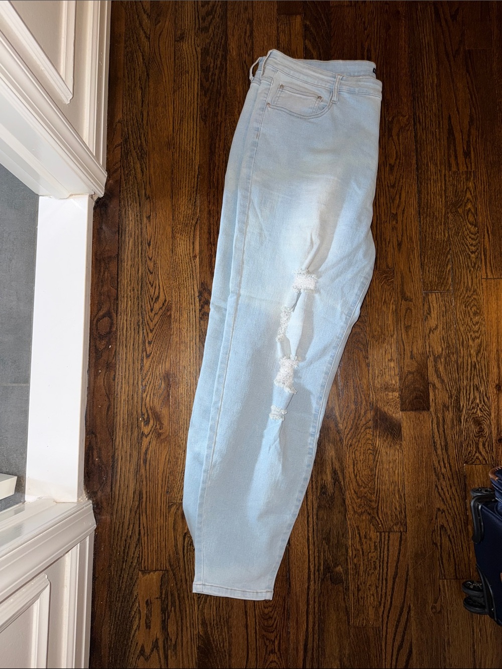 Fashion Nova Light Blue Distressed Boyfriend Jeans